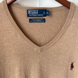 Polo Ralph Lauren XL Men V-Neck Sweater in Camel